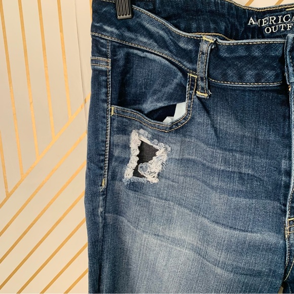 American Eagle Jegging super stretch Ripped Distressed Denim skinny Jeans 14 - Picture 6 of 11